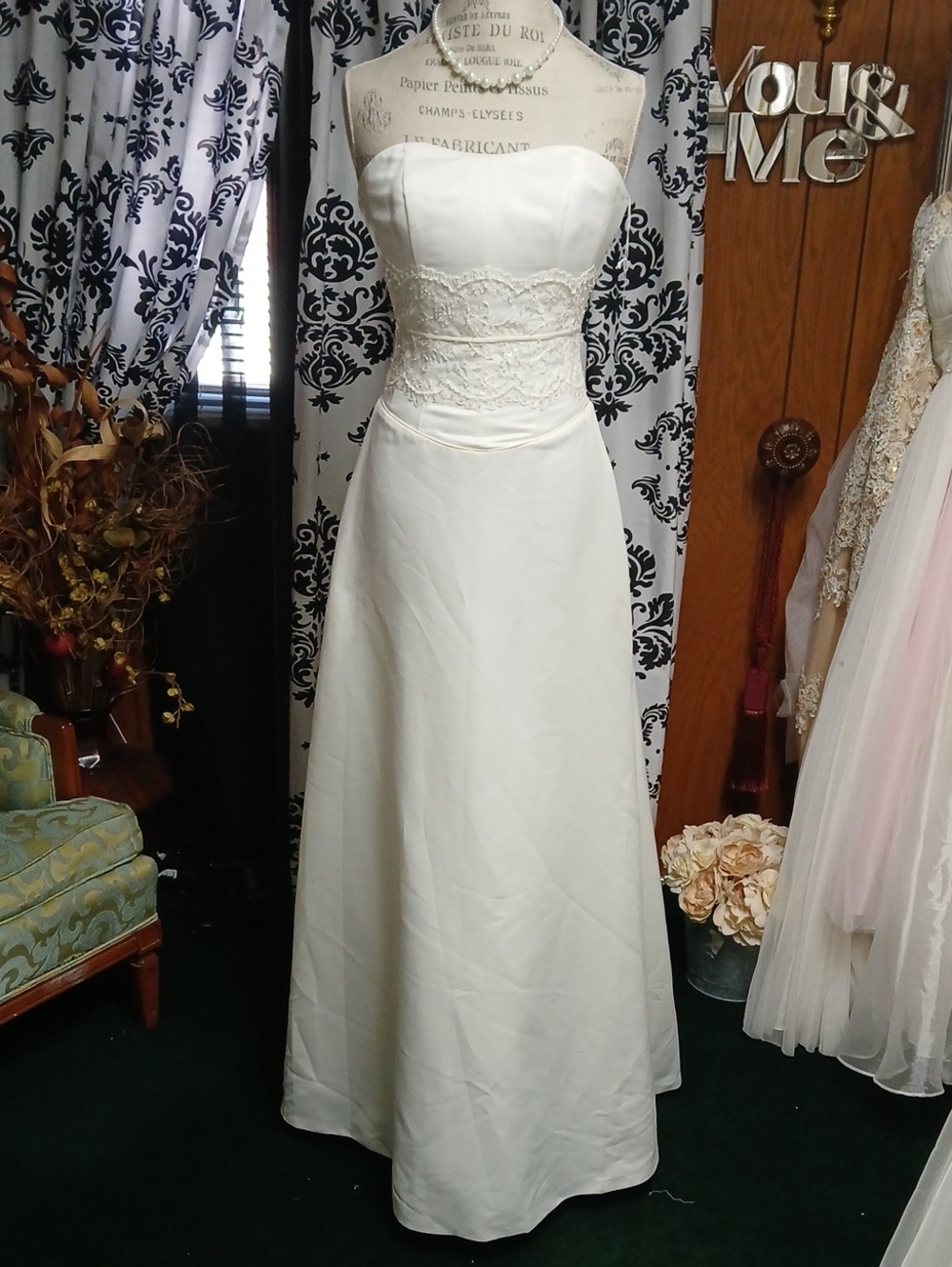 Simply Southern Strapless Ivory Lace-Waist A-Line Wedding Dress